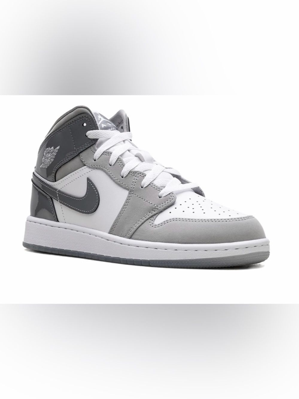 Nike Kids Air Jordan 1 Mid - White & Gray, Sz 4.5 Youth